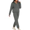 imageFlygo Womens Fleece 2 Piece Outfits Sweatsuit Half Zip Pullover Sweatshirt Joggers Pants Tracksuit SetDark Grey