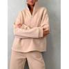imageFlygo Womens Fleece 2 Piece Sweatsuit Half Zip Pullover Jogging Tracksuit Sweatshirt and SweatpantsApricotS