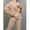 imageFlygo Womens Fleece 2 Piece Sweatsuit Half Zip Pullover Jogging Tracksuit Sweatshirt and SweatpantsApricotS