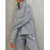 imageFlygo Womens Fleece 2 Piece Sweatsuit Half Zip Pullover Jogging Tracksuit Sweatshirt and SweatpantsGreyM