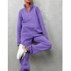 imageFlygo Womens Fleece 2 Piece Sweatsuit Half Zip Pullover Jogging Tracksuit Sweatshirt and SweatpantsPurpleM