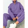 imageFlygo Womens Fleece 2 Piece Sweatsuit Half Zip Pullover Jogging Tracksuit Sweatshirt and SweatpantsPurpleM