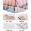 imageFlygo Womens Knit Striped 2 Piece Outfits Crewneck Pullover Sweater Shorts Set Wide Leg Matching Set LoungewearBeige