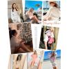 imageFlygo Womens Knit Striped 2 Piece Outfits Crewneck Pullover Sweater Shorts Set Wide Leg Matching Set LoungewearGreen