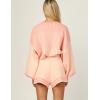 imageFlygo Womens Knit Striped 2 Piece Outfits Crewneck Pullover Sweater Shorts Set Wide Leg Matching Set LoungewearPeach Pink