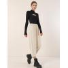 imageFlygo Womens Wide Leg Baggy Pants Casual Elastic High Waisted Palazzo Harem Slacks Ankle Length Loose Trousers with PocketsApricotL