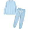 imageFlygo Boys Girls 2 Piece Tracksuit Athletic Sweatsuits Set Unisex Kids Crewneck Sweatshirt and Jogger Sweatpants with PocketsBlue