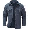 imageFlygo Mens Flannel Lined Shirt Jacket Lightweight Snap Button Western Jacket Rugged Outdoor Cowboy Shirts JacketsBlueish Grey
