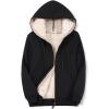 imageFlygo Womens Casual Winter Warm Sherpa Lined Full Zip Hoodie Fleece Sweatshirt JacketBlack