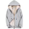 imageFlygo Womens Casual Winter Warm Sherpa Lined Full Zip Hoodie Fleece Sweatshirt JacketLight Grey