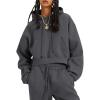 imageFlygo Womens Fleece 2 Piece Outfits Sweatsuit Crop Pullover Sweatshirt Joggers Pants Tracksuit SetDarkdrey