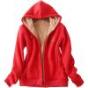 imageFlygo Womens Warm Fleece Sherpa Lined Hoodies Zip Up Sweatshirt Jacket Coat Medium Red
