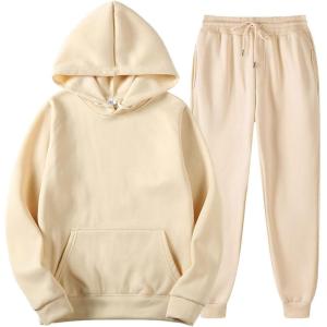imageFlygo Jogging Set 2 Piece Tracksuit Women Sweatsuits Outfits Pullover Hoodies Sweatshirt PantsApricot
