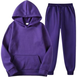 imageFlygo Jogging Set 2 Piece Tracksuit Women Sweatsuits Outfits Pullover Hoodies Sweatshirt PantsPurple