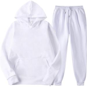 imageFlygo Jogging Set 2 Piece Tracksuit Women Sweatsuits Outfits Pullover Hoodies Sweatshirt PantsWhite