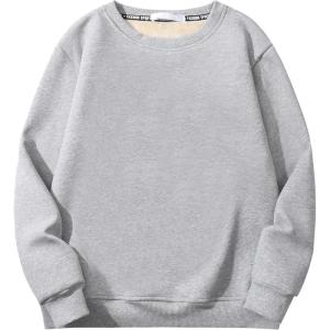 imageFlygo Womens Warm Sherpa Lined Crewneck Fleece Sweatshirt Pullover TopsGrey