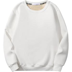 imageFlygo Womens Warm Sherpa Lined Crewneck Fleece Sweatshirt Pullover TopsWhite