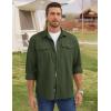 imageFlygo Long Sleeve Work Shirts for Men Casual Cotton Button Down Western Cowboy Cargo Shirt for Hiking Safari CampingArmy Green