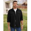 imageFlygo Long Sleeve Work Shirts for Men Casual Cotton Button Down Western Cowboy Cargo Shirt for Hiking Safari CampingBlack