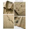 imageFlygo Long Sleeve Work Shirts for Men Casual Cotton Button Down Western Cowboy Cargo Shirt for Hiking Safari CampingKhaki