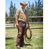 imageFlygo Long Sleeve Work Shirts for Men Casual Cotton Button Down Western Cowboy Cargo Shirt for Hiking Safari CampingKhaki