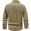 imageFlygo Long Sleeve Work Shirts for Men Casual Cotton Button Down Western Cowboy Cargo Shirt for Hiking Safari CampingKhaki