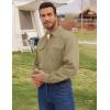 imageFlygo Long Sleeve Work Shirts for Men Casual Cotton Button Down Western Cowboy Cargo Shirt for Hiking Safari CampingKhaki