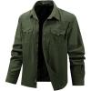 imageFlygo Long Sleeve Work Shirts for Men Casual Cotton Button Down Western Cowboy Cargo Shirt for Hiking Safari CampingArmy Green