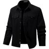 imageFlygo Long Sleeve Work Shirts for Men Casual Cotton Button Down Western Cowboy Cargo Shirt for Hiking Safari CampingBlack