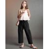 imageFlygo Girls Wide Leg Pants Casual Flowy Elastic Waist Palazzo Harem Trousers with Pockets 514YBlack