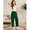 imageFlygo Girls Wide Leg Pants Casual Flowy Elastic Waist Palazzo Harem Trousers with Pockets 514YDarkgreen