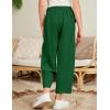 imageFlygo Girls Wide Leg Pants Casual Flowy Elastic Waist Palazzo Harem Trousers with Pockets 514YDarkgreen
