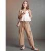 imageFlygo Girls Wide Leg Pants Casual Flowy Elastic Waist Palazzo Harem Trousers with Pockets 514YKhaki