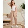 imageFlygo Girls Wide Leg Pants Casual Flowy Elastic Waist Palazzo Harem Trousers with Pockets 514YKhaki