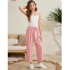 imageFlygo Girls Wide Leg Pants Casual Flowy Elastic Waist Palazzo Harem Trousers with Pockets 514YPink