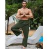 imageFlygo Mens Linen Pants Casual Wide Leg Baggy Pants Summer Cotton Elastic Waist Yoga Beach Palazzo TrousersArmy Green