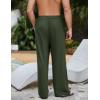 imageFlygo Mens Linen Pants Casual Wide Leg Baggy Pants Summer Cotton Elastic Waist Yoga Beach Palazzo TrousersArmy Green