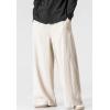 imageFlygo Mens Linen Pants Casual Wide Leg Baggy Pants Summer Cotton Elastic Waist Yoga Beach Palazzo TrousersBeige