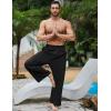 imageFlygo Mens Linen Pants Casual Wide Leg Baggy Pants Summer Cotton Elastic Waist Yoga Beach Palazzo TrousersBlack
