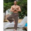 imageFlygo Mens Linen Pants Casual Wide Leg Baggy Pants Summer Cotton Elastic Waist Yoga Beach Palazzo TrousersBrown