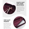 imageFlygo Mens Linen Pants Casual Wide Leg Baggy Pants Summer Cotton Elastic Waist Yoga Beach Palazzo TrousersWine Red