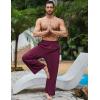 imageFlygo Mens Linen Pants Casual Wide Leg Baggy Pants Summer Cotton Elastic Waist Yoga Beach Palazzo TrousersWine Red