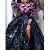 imageFlygo Womens Cropped Floral Print Bomber Jacket Warm Fleece Varsity Jacket Casual Button Down Puff Sleeve Coat OuterwearPink