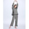 imageFlygo Womens Plaid Pajamas Sets 2 Piece Cotton Pj Set Puff Sleeve Ruffle Babydoll Shirt Gingham Pants Lounge SetsBlack