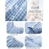 imageFlygo Womens Plaid Pajamas Sets 2 Piece Cotton Pj Set Puff Sleeve Ruffle Babydoll Shirt Gingham Pants Lounge SetsBlue