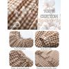 imageFlygo Womens Plaid Pajamas Sets 2 Piece Cotton Pj Set Puff Sleeve Ruffle Babydoll Shirt Gingham Pants Lounge SetsBrown