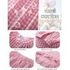 imageFlygo Womens Plaid Pajamas Sets 2 Piece Cotton Pj Set Puff Sleeve Ruffle Babydoll Shirt Gingham Pants Lounge SetsPink