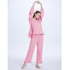 imageFlygo Womens Plaid Pajamas Sets 2 Piece Cotton Pj Set Puff Sleeve Ruffle Babydoll Shirt Gingham Pants Lounge SetsPink