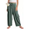 imageFlygo Girls Wide Leg Pants Casual Flowy Elastic Waist Palazzo Harem Trousers with Pockets 514YGreen
