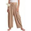 imageFlygo Girls Wide Leg Pants Casual Flowy Elastic Waist Palazzo Harem Trousers with Pockets 514YKhaki